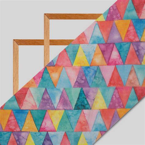Multicolor Geometric Pattern Digital Print Chiffon Fabric – Fabcurate