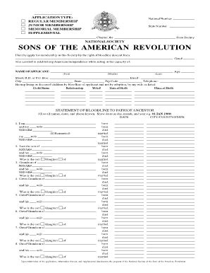 Sons of the American Revolution Membership Application - Fill Out, Sign ...