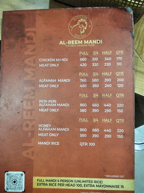 Menu at Al Reem Thammanam, Kochi