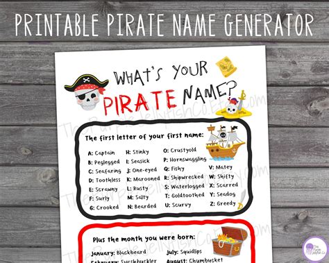 Whats Your Pirate Name Game, Talk Like a Pirate Day Idea, Pirate Party ...