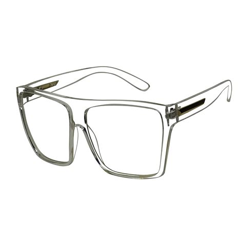 Buy Basik Eyewear - Super Oversized Trapezoid Flat Top Clear Lens Sun ...
