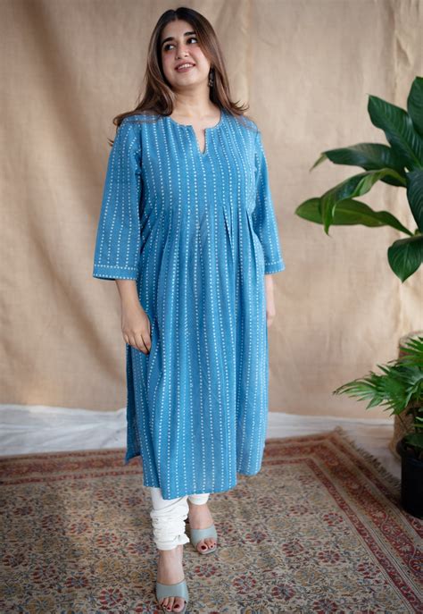 Indian Ethnic Women's Yahvi Dabu Slub Cotton Hand Embroidered Kurta ...