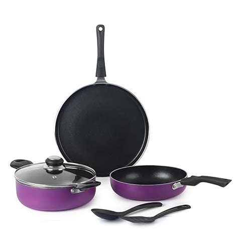 Cello Prima Induction Base Non-Stick Aluminium Pan Cookware Set of 6 ...