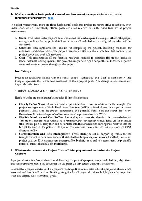 PM QB ANS - Question Bank Answers - PM QB 1. What are the three basic ...