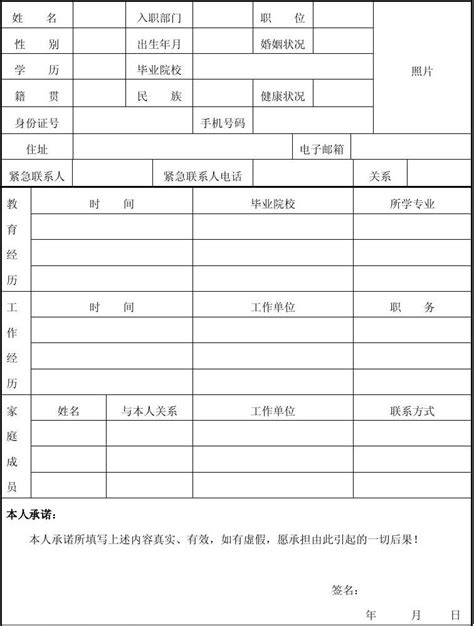 中小型公司员工入职登记表_word文档免费下载_亿佰文档网