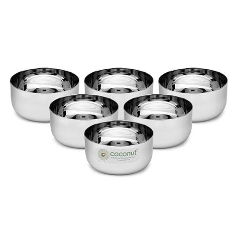 Buy coconut Stainless Steel – Sada Bowl/Vati/Katori C35 – Set of 6, 100 ...
