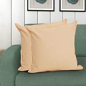 Buy Home Centre Saddle Solid Cotton Cushion Cover-Set of 2 Pcs. - Beige ...
