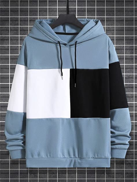 Manfinity Men Plus Color Block Drawstring Hoodie | SHEIN USA