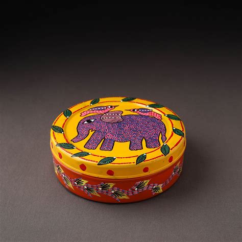 Multicolor Gond Handpainted Stainless Steel Casserole