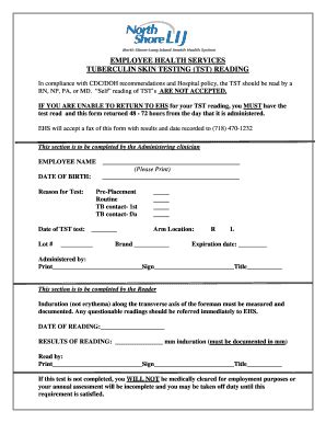 Fillable Online TUBERCULIN SKIN TESTING (TST) READING Fax Email Print ...