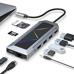 GODO RGB USB C Hub Multiport Adapter,9-in-1 Laptop Hub Docking Station ...