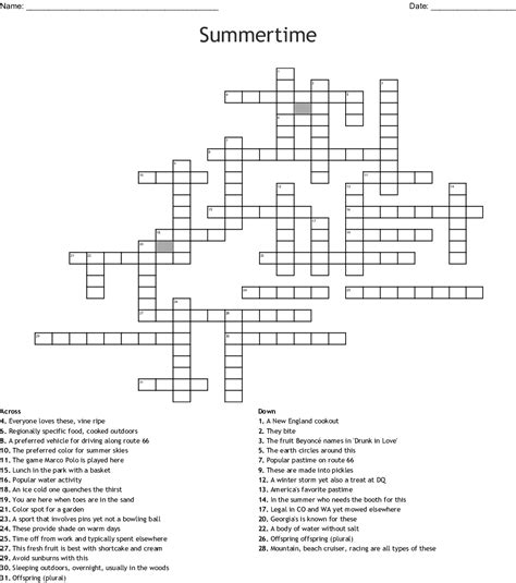 4 free printable summer crossword puzzles in 2021 crossword puzzles ...