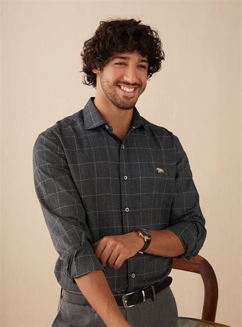 Buy Ashwood Grid Shirt | Semi casual Navy Checks Shirts for Men Online ...