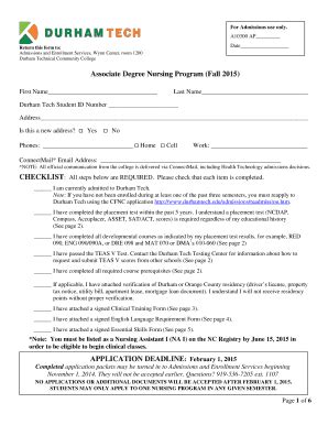 Durham Tech Nursing Program Application - Blank Fillable Template ...