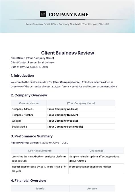 Image result for Business Review Examples
