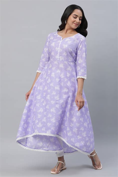 Buy Purple Floral Printed High-Low Kurta Online for Woman | Shop for ...