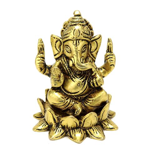 Brass Ganesha on Lotus Showpiece – Two Moustaches Store