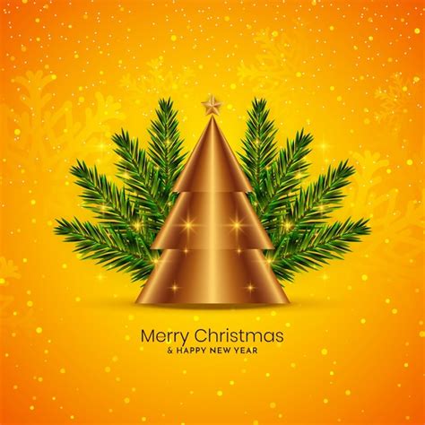 Merry christmas festival bright yellow background design | Free Vector