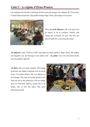 Unit 5 Exercises - french exercise 5 - LES EXERCICES I. Remplissez les ...