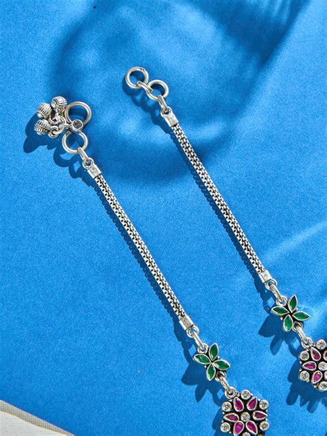 Oval Stone Line Antique Anklet | Sri Anu Jewellers