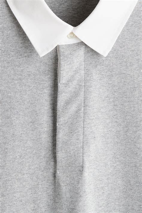 Loose Fit Cotton polo shirt - Light grey marl - Men | H&M IN
