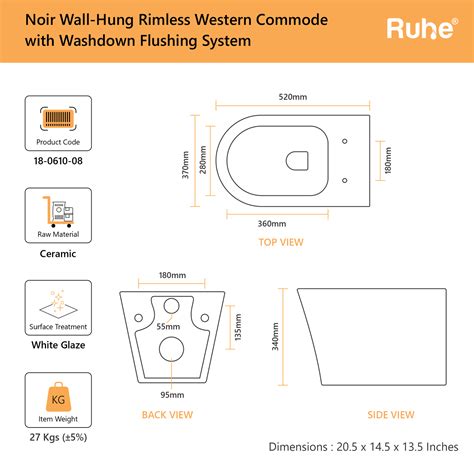 Noir Wall-Hung Western Commode – Ruhe