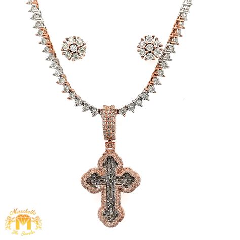 4 piece deal: Gold and Diamond Cross Pendant + Martini Gold&Diamond Te ...