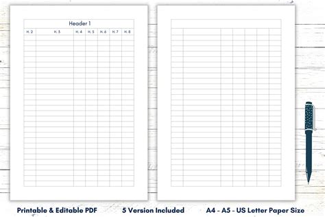 Blank Columns Chart Sheet Printable, Editable Blank Worksheet, Fillable ...