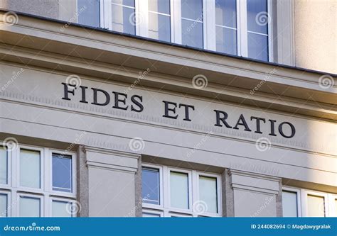 Fides Et Ratio Latin Sentence on the Facade. Stock Photo - Image of ...