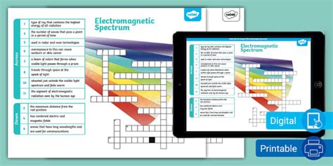 Electromagnetic Spectrum Crossword for 6th-8th Grade