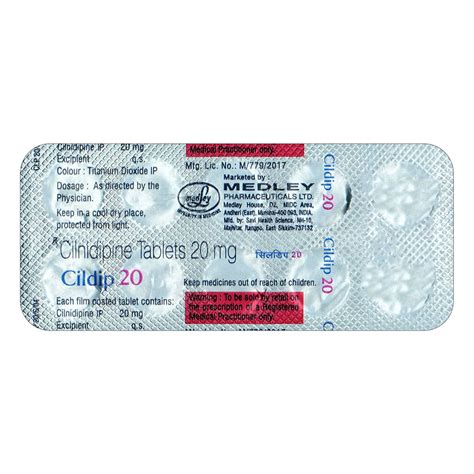 Cildip 20 Tablet | Uses, Side Effects, Price | Apollo Pharmacy