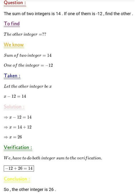 The sum of two intergers is 14 if one of them is -8 then the other is ...