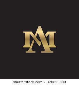 the letter m is made up of two letters, one gold color and the other black