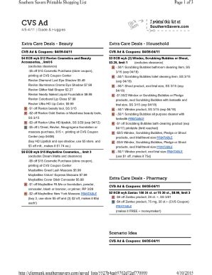 Fillable Online Southern Savers Printable Shopping List Fax Email Print ...