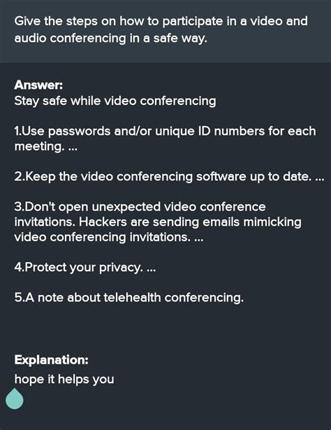 Give the steps on how to participate in a video and audio conferencing ...