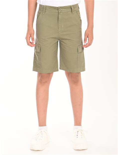 Zion Boys Cotton Solid Colored Cargo Shorts - Olive – ZION Kids Wear