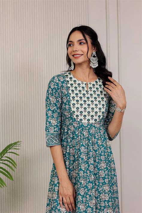 Green Gold Printed Anarkali Kurta – Gulab Chand Trends