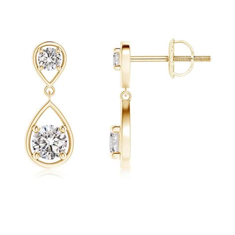 Two Stone Natural Diamond Drop earrings | Angara India