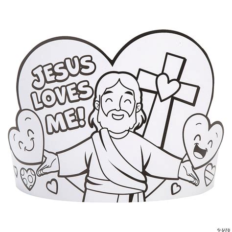 22 1/2" x 6" Color Your Own Cardstock Jesus Loves Me Crowns - 12 Pc.