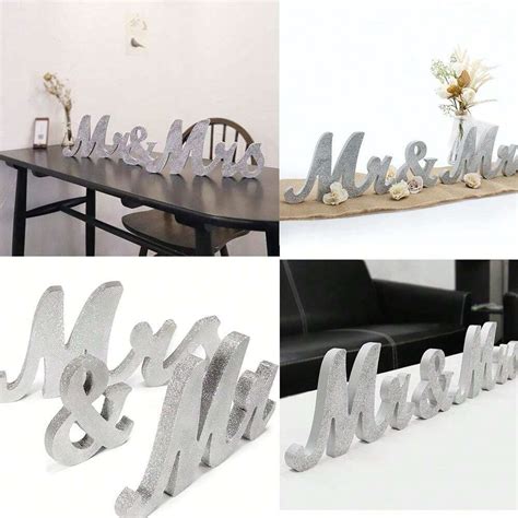 1 Set Of Mr&Mrs Wooden Wedding Decoration Set, Wedding Table Sign With ...