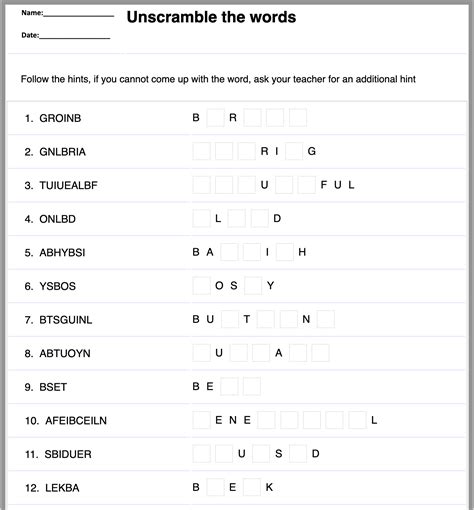 Free Printable Spelling Worksheet Generator