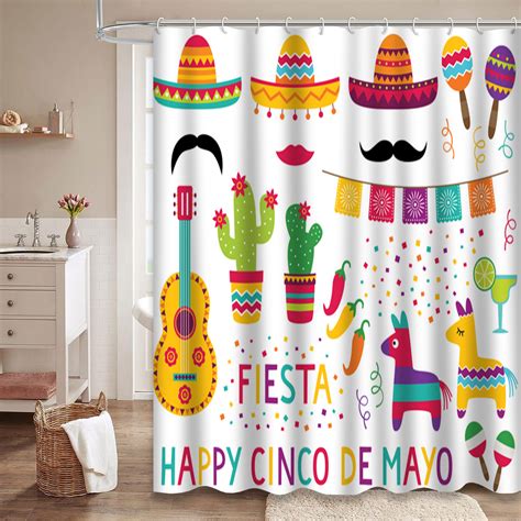 East Urban Home Spanish Waterproof Shower Curtain,Guitar Cactus Flowers ...