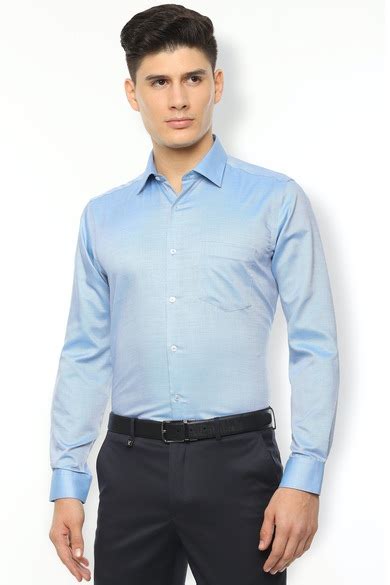 Buy Men Blue Regular Fit Solid Full Sleeves Wedding Shirt Online ...