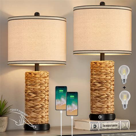 Buy Touch Table Lamps Set of 2, 3-Way Dimmable Bedside Lamps Coastal ...