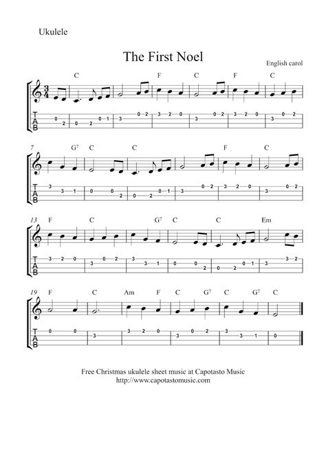 Easy Sheet Music For Beginners: Free Christmas ukulele sheet music ...