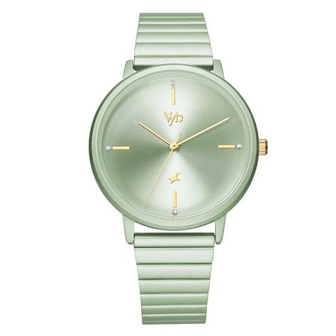 Buy Online Fastrack Vyb Bliss Quartz Analog Green Dial Stainless Steel ...