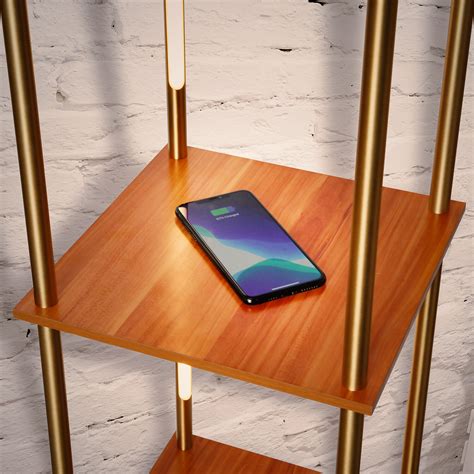 Aria // Adjustable LED Floor Lamp + Shelf With Wireless Charging Pad ...
