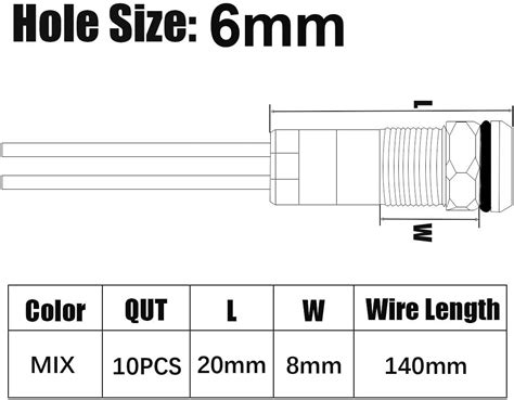 Buy Gebildet 10pcs 6mm 3V-4.5V-5V-6V-7.5V-9VDC LED Metal Indicator ...