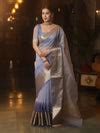 Banarasee Organza Dual Color Plain Saree With Zari Border Design-Paste