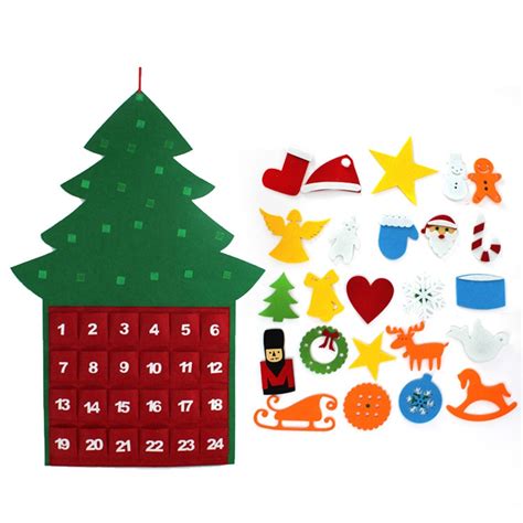 Felt Diy Christmas Tree Ornaments Calendar Set For Wall Door Hanging ...